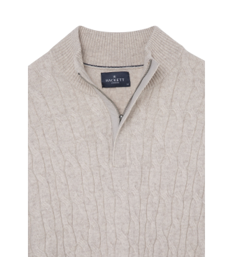 Hackett London Jersey Lw Cable Hzip blanco roto