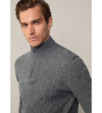 Hackett London Pullover Lw Cable Hzip gr