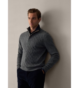 Hackett London Pullover Lw Cable Hzip gr