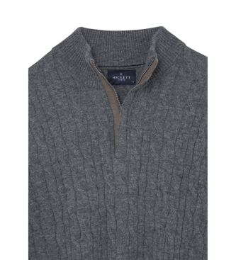 Hackett London Pullover Lw Cable Hzip gr