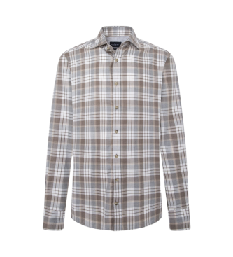 Hackett London Lw Flan Plaid Shirt brown