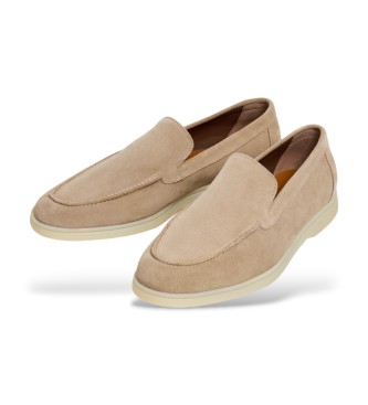 Hackett London Skórzane mokasyny Martin Plain w kolorze beżowym