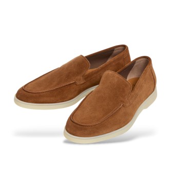 Hackett London Brązowe skórzane mokasyny Martin Plain