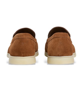 Hackett London Brązowe skórzane mokasyny Martin Plain