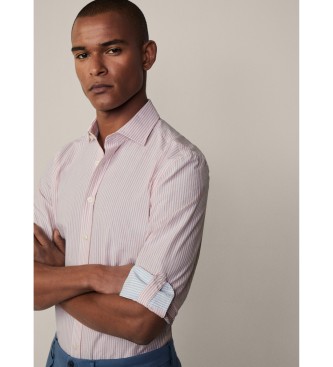 Hackett London Shirt Melange Bengaalse Streep wit, roze