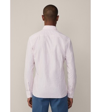 Hackett London Srajca Melange Bengal Stripe bela, roza