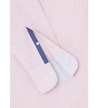 Hackett London Hemd Melange Bengal Stripe wei, rosa