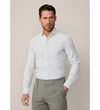 Hackett London Camicia a righe Bengala bianca melange