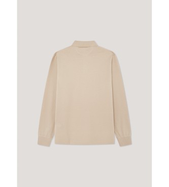 Hackett London Gemerceriseerd piqu beige poloshirt