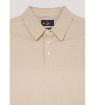 Hackett London Gemerceriseerd piqu beige poloshirt