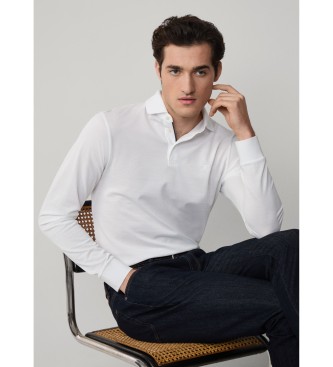 Hackett London Gemerceriseerd wit poloshirt