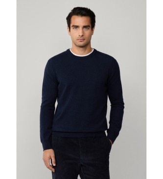 Hackett London Merino Cash Mix Crew blue