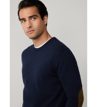 Hackett London Merino Cash Mix Crew blue