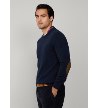 Hackett London Merino Cash Mix Crew blue
