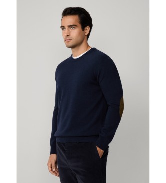 Hackett London Merino Cash Mix Crew blue