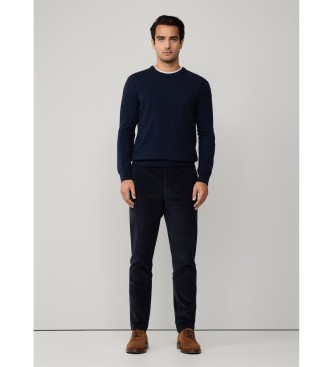 Hackett London Merino Cash Mix Crew blue