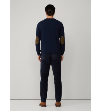 Hackett London Merino Cash Mix Crew blue