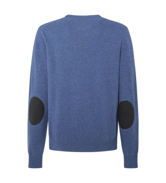 Hackett London Merino Cash Mix Crew blauw