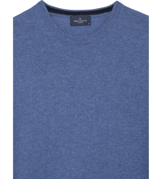 Hackett London Merino Cash Mix Crew azul