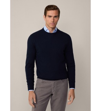 Hackett London Merino Cash Mix Crew marinbl