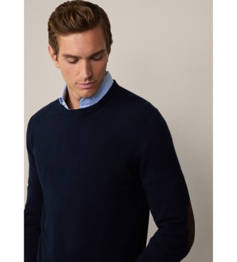 Hackett London Merino Cash Mix Crew marinbl