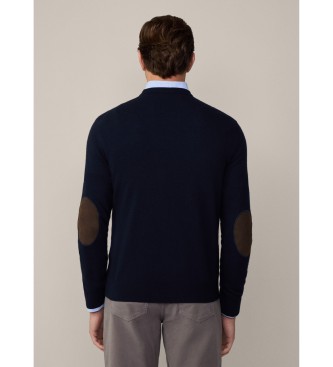 Hackett London Merino Cash Mix Crew navy