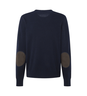 Hackett London Merino Cash Mix Crew marinbl