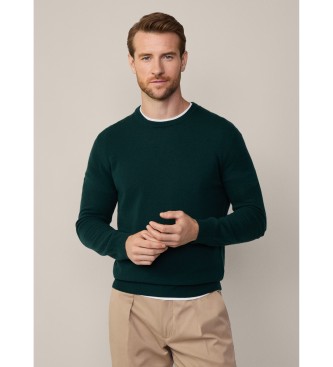 Hackett London Maglione girocollo in misto lana merino verde