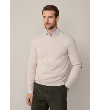 Hackett London Merino Cash Mix Crew beżowy