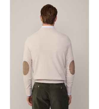 Hackett London Merino Cash Mix Crew beżowy