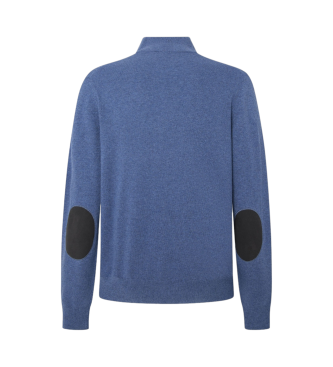 Hackett London Merino Cash Mix Hz blauer Pullover