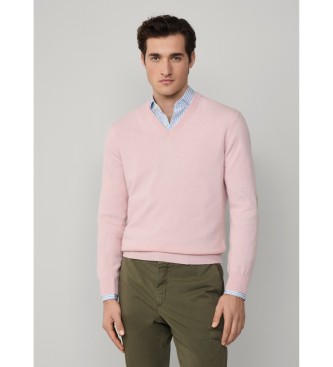 Hackett London Pulover Merino Mix roza