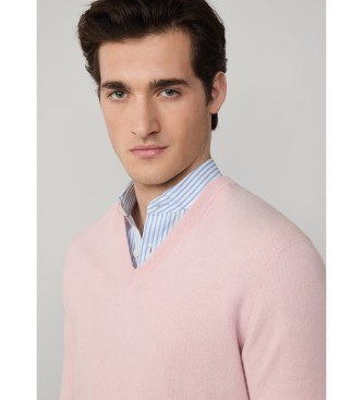 Hackett London Pulover Merino Mix roza