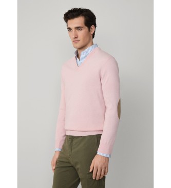 Hackett London Pulover Merino Mix roza