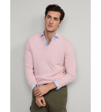 Hackett London Pulover Merino Mix roza