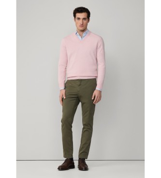 Hackett London Pulover Merino Mix roza