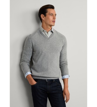 Hackett London Camisola Merino Mix cinzenta