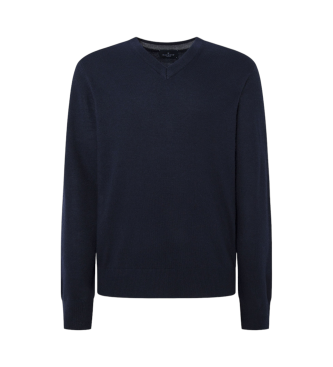 Hackett London Merino Cash Mix V navy trje