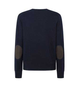 Hackett London Maglione V in misto lana merino blu scuro