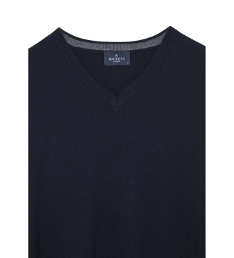 Hackett London Maglione V in misto lana merino blu scuro