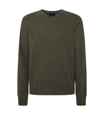 Hackett London Maglione V misto lana merino verde