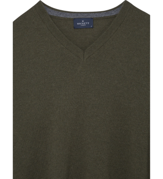 Hackett London Maglione V misto lana merino verde