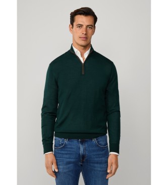 Hackett London Maglione verde in lana e seta