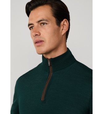 Hackett London Maglione verde in lana e seta