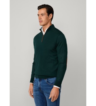 Hackett London Maglione verde in lana e seta
