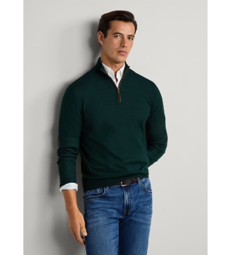 Hackett London Maglione verde in lana e seta