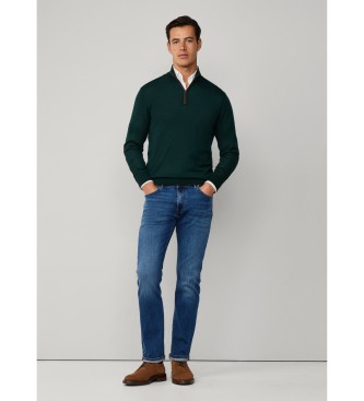 Hackett London Maglione verde in lana e seta