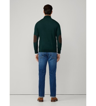 Hackett London Maglione verde in lana e seta