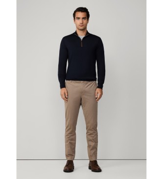 Hackett London Maglione in lana e seta blu navy