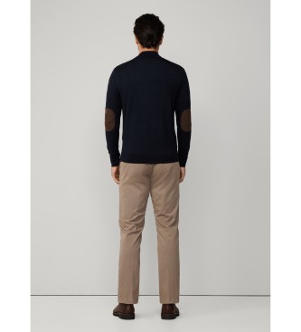 Hackett London Maglione in lana e seta blu navy